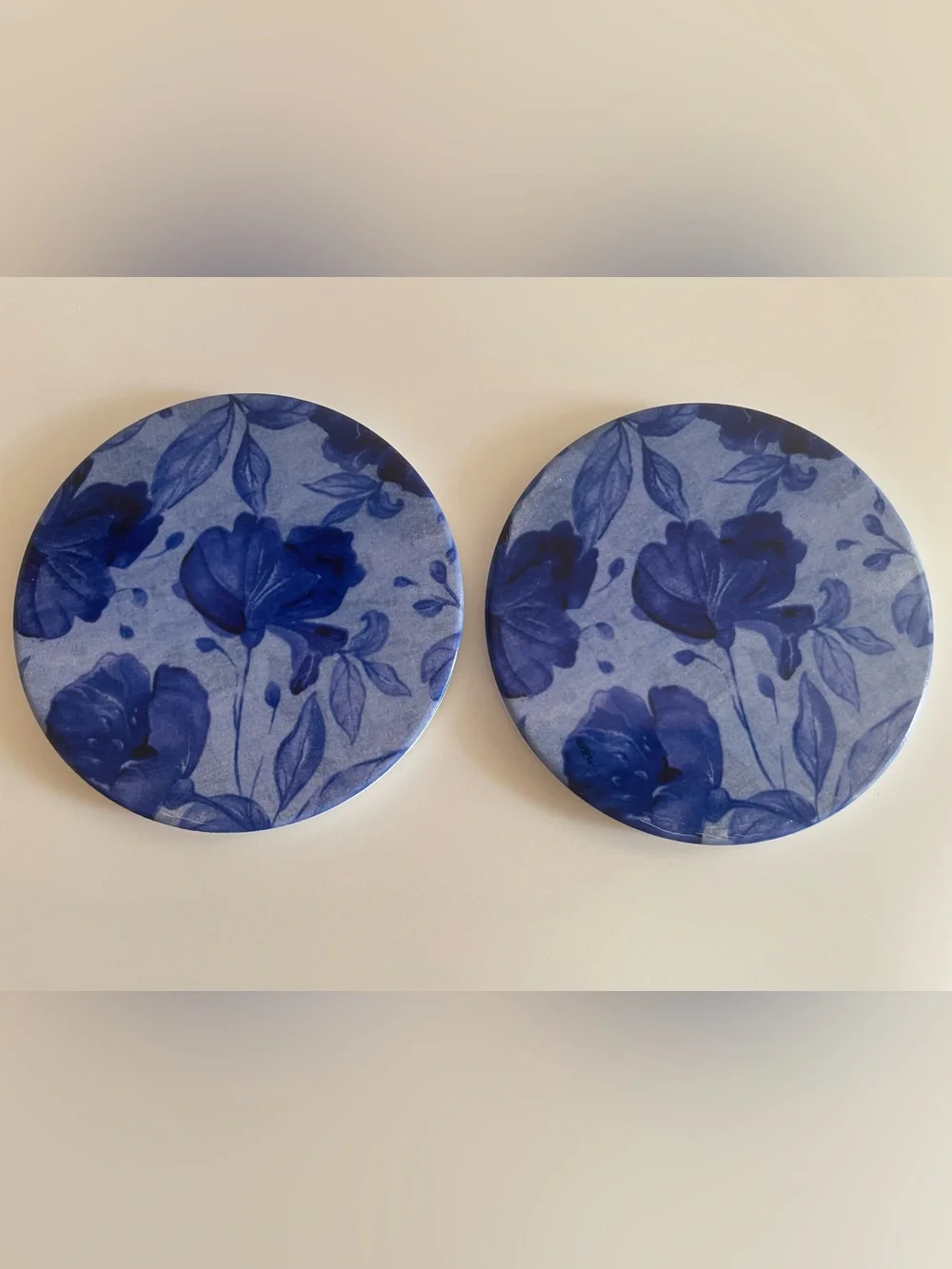 Blue Floral Round Coasters - Picture 1 of 7